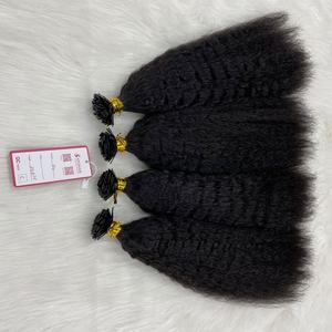 Precio de fábrica Color negro Natural Punta plana Extensiones de cabello humano Rizado Recto Punta plana Extensión de cabello Cabello humano - Product Image 6