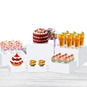 ชุดตั้งโชว์อะคริลิคสีดำและขาวเป็นมิตรต่อสิ่งแวดล้อมทันสมัยชั้นวางโชว์อาหารขายปลีกสำหรับเค้กแต่งงานน้ำหอมของหวาน - Product Image 2