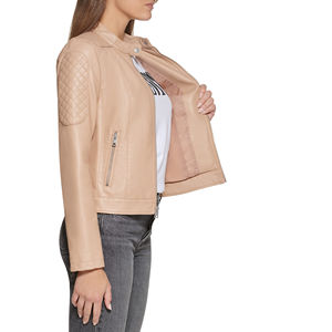 Chaqueta de cuero de diseño personalizado 2025, chaqueta de cuero de Color sólido para mujer, ropa de calle, chaqueta de cuero para mujer hecha en Pakistán - Product Image 4