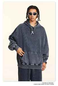 custom Vintage Distressed Hoodie <b>Sweatpants</b> <b>Set</b> for Men | 90s Retro Streetwear | Oversized Drop Shoulder hoodie - Product Image 3