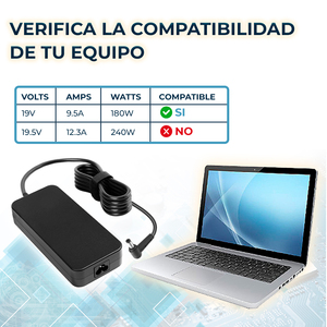Cargador para Portátil ASUS Compatible de 19.5V 9.23A 180W con Punta de 5.5x2.5 mm, Material ABS, Conexión de Salida CC - Product Image 4