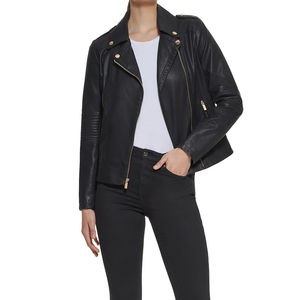 Veste en cuir PU pour femme, printemps-automne, style motard, matelassée, manches longues, décontractée, coupe slim, doublure en laine, couleur unie, fermeture éclair, 2026 - Product Image 3