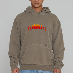Sweat-shirts à capuche surdimensionnés en coton 100% tissé, poids lourd, automne, logo imprimé personnalisé, respirant, à capuche, ODM, hip-hop, hommes, vente chaude - Product Image 4