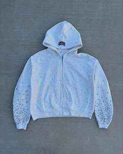 Vente en gros LOGO personnalisé Sweat-shirt à capuche zippé avec strass vierge pour hommes, manteau, sweat à capuche zippé avec fermeture éclair pour hommes - Product Image 1