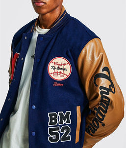 Chaqueta de invierno de alta calidad personalizada piel de vaca Letterman/chaqueta de béisbol de talla grande transpirable de punto por encargo - Product Image 4