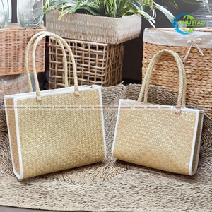 Premium Natural Seagrass Tote Bag with Cotton <b>Liner</b> Eco-Friendly Women's <b>Handbag</b> Handcrafted in Vietnam-for Picnics - Product Image 3