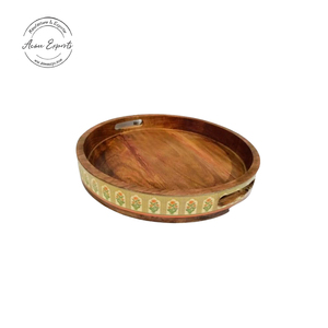 ราคาที่ดีที่สุดการออกแบบใหม่ Acacia รอบถาดลวดไม้ที่มีพรีเมี่ยมธรรมชาติเสร็จใช้สำหรับจานอาหารค่ำ - Product Image 4
