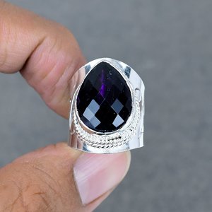 Anillo Chapado en plata 925 de amatista, diseño elegante para mujer, compromiso de boda, regalo del Día de San Valentín, anillo de piedra de latón Natural, joyería - Product Image 2