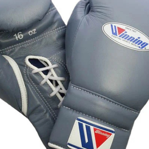 Gants de boxe à lacets Winning, gris, cuir véritable, gants de boxe professionnels pour l'entraînement et le sparring, fabriqués à la main, style japonais, 8oz 16oz - Product Image 3