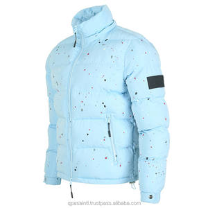 Bleu Hommes Bubble Puffer Veste Haute Qualité Hiver Surdimensionné Détachable À Capuche Designer Puffy Manteau en Vente Totale Taux OEM - Product Image 4