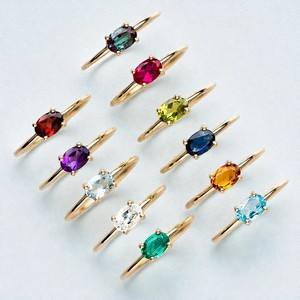 Blue Topaz Quartz 8x10 MM Gemstone <b>Rings</b> for Women - Wholesale Gold Plated Oval Gemstone <b>Rings</b> - Product Image 2