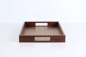 SMARK EXPORTS Plateau de service élégant en bois avec poignées, idéal pour la maison, les restaurants et les hôtels, cadeau pour la décoration du salon, logo personnalisé - Product Image 2