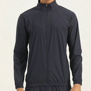 Standing collar full <b>zip</b> <b>up</b> style long sleeve Mens Gym Windbreaker Set Jacket and Pants - Product Image 4