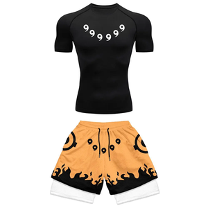 <b>Anime</b> Compression Set Running Sport Fitness Suit for Men Quick Dry Compression Shirt Gym <b>Shorts</b> 2PCS Workout Summer Sportwear - Product Image 3