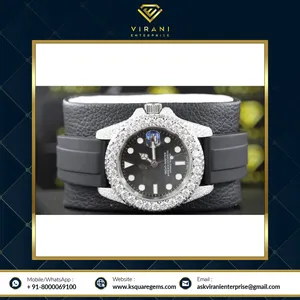 Reloj de diamantes resistente al agua de buena calidad Moissanite Diamond VVS Clarity Reloj moderno de lujo de India - Product Image 3