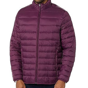 Veste matelassée en toile pour homme de bonne qualité, col montant, logo personnalisé imprimé, fermeture éclair, décontractée, couleur unie, hiver - Product Image 1