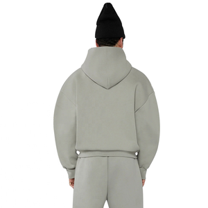 Sweat à capuche zippé pour homme, streetwear d'hiver, en polaire épaisse de qualité, respirant, séchage rapide, avec poche, couleur unie, coupe classique, personnalisable avec logo OEM - Product Image 2