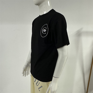 Haute qualité 100% coton grande taille hommes t-shirts Logo personnalisé impression broderie noir unisexe surdimensionné T-Shirt court - Product Image 6