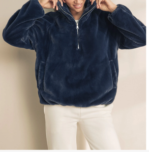 Usine en gros 300gsm polaire tissu sweats à capuche vêtements d'hiver pour femmes pull sweats à capuche décontracté polaire sweat - Product Image 3