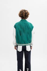 Chaqueta Bomber para Hombre, Precio de Fábrica OEM, Chaqueta de Béisbol con Cuello Alto, Chaqueta Universitaria Informal de Color Sólido Unisex con Letras - Product Image 3