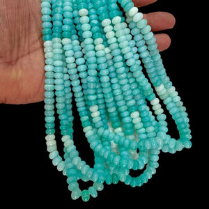 ลูกปัดโอปอลสีน้ำเงินทะเลทรงรอนเดลล์ผิวเรียบสำหรับทำสร้อยข้อมือ สร้อยคอ เครื่องประดับสไตล์ชายทะเล ปี 2026 - Product Image 1