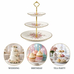 3 Tier Dessert <b>Stand</b> <b>Cake</b> <b>Stand</b> for Party Wedding Birthday Cupcake Display <b>Stand</b> Acacia Wood Iron Tiered Serving Tray - Product Image 6