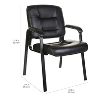 Cadre métallique de chaise de salon en similicuir noir, 27.4D x 23.6W x 35.8H po.