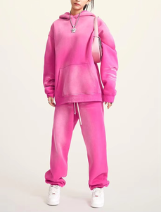 Sweat à capuche personnalisé lavé à l'acide, décontracté, élégant, sweat à capuche femme lavé à l'acide vente en gros de sweat à capuche personnalisé lavable à l'acide rose pour femmes - Product Image 6