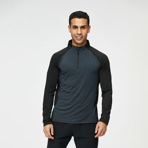 Logo personnalisé Sublimation Gym Polyester Quick Dry Fit 14 demi-fermeture éclair sport respirant T-shirt pour hommes livraison DDP - Product Image 1