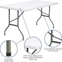 Table-banc pliant portable blanc pour extérieur, 1,2 m, 1,5 m, 1,8 m, 2,4 m, idéal pour mariages, banquets, événements, pique-niques - Vente en gros