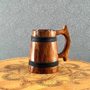 Mug de voyage en bois écologique - Tasse de style classique faite à la main pour le café, le thé, les jus, passe au lave-vaisselle, pour le camping, le bureau - Product Image 3