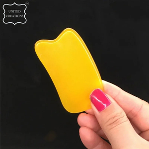 Pierre naturelle jaune Jade Gua Sha thérapie outil peau du visage levage outil de Massage pour le corps et le visage - Product Image 6