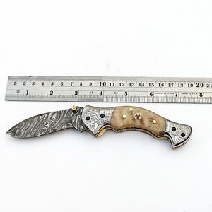 Damascus tùy chỉnh OEM Handmade gấp dao RAM sừng xử lý tay khắc <span class=keywords><strong>EAGLE</strong></span> Bolster với vỏ bọc da ZR mô hình thương hiệu ZT-F13 - Product Image 6