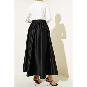 Shiny <b>Flared</b> Taffeta <b>Skirt</b> Black - Product Image 2