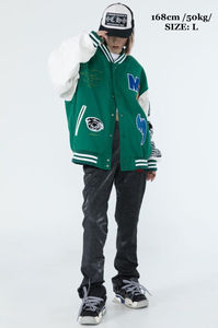 แจ็กเก็ตเบสบอลแกะระบายอากาศได้ดีแขนเสื้อโพลีเอสเตอร์/ ผ้าฝ้ายปักผ้าขนแกะใส่ได้ทุกเพศสำหรับฤดูหนาว - Product Image 4