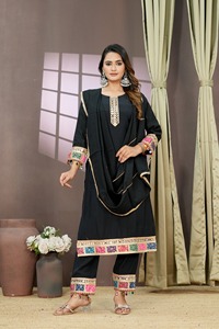 Neeta Creation Modern Traditional Indian Cotton Silk Designer Salwar Kameez Dupatta para mujeres de secado rápido para ocasiones de fiesta - Product Image 5
