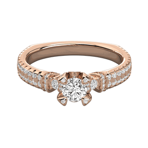 Bague solitaire de créateur en diamant rond - Product Image 4