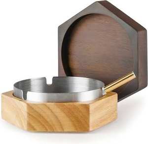 Hot Selling Luxury Wooden <b>Ashtray</b> with Lid Customizable Tabletop Cigar <b>Ashtray</b> for Home Decorative - Product Image 3