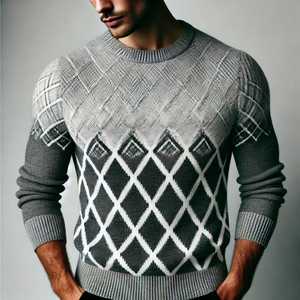 Pull en maille à col rond surdimensionné pour homme personnalisé 100% coton Pulls en maille Streetwear Pull d'hiver - Product Image 1