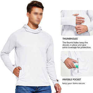 Fishing Hoodie <b>Men's</b> Sun Protection Hoodie Side Hidden Pockets UPF 50+ Fishing Hiking Shirt SPF UV Shirt With <b>Neck</b> <b>Gaiter</b> - Product Image 2