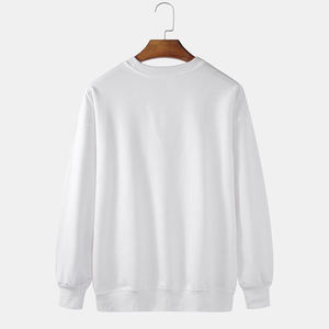 Impression bouffante personnalisée pour hommes grande taille 1 pièce solide vierge sweat-shirt à col rond en éponge française pour hommes - Product Image 2