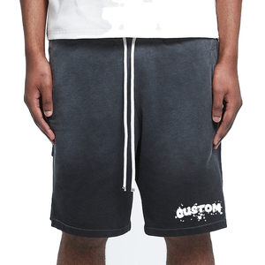 กางเกงขาสั้นลำลองปักลายสำหรับผู้ชาย ผ้าฝ้าย 100% คุณภาพสูง ล้างสีแบบแอซิด ลายเรียบ สำหรับออกกำลังกายและวิ่งจ๊อกกิ้ง - Product Image 1