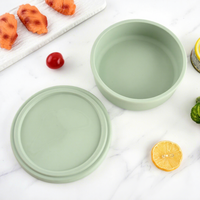 Boîte à lunch ronde en silicone hermétique avec couvercle, qualité alimentaire, compatible micro-ondes, réutilisable, conteneur de stockage alimentaire, OEM ODM, vente en gros en usine