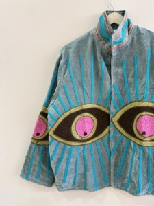 Veste courte en velours brodée Suzani, nouveau style bohème unisexe - Product Image 4