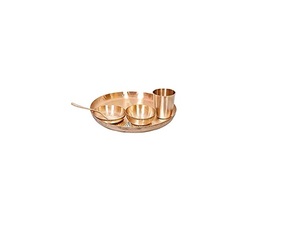 Best quality copper metal dinner bronze thali <b>set</b> for home wedding dining room decorative handmade design designed in India - Product Image 4