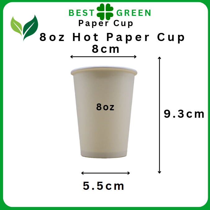 Tasse 8oz de papier à mur unique