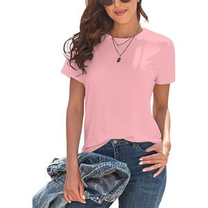 Camiseta Corta Azul Cielo para Mujer, Cuello Redondo, Corte Moderno, Camiseta Básica de Algodón Suave, OEM - Product Image 5