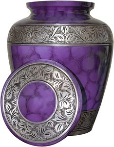 Urne de crémation personnalisée Urne de crémation funéraire humaine pour adultes Belle urne violette avec personnalisation souvenir et sac en velours - Product Image 4