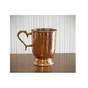 Taza de cobre Moscow Mule de 16 Oz con acabado brillante, taza para servir vino y cerveza, con mango, nueva, a la venta - Product Image 6