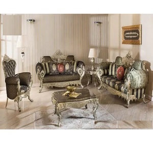 Juego de muebles de sala de estar tallados a mano europeos, exclusivo sofá de 7 plazas tallado en madera, sofá clásico tallado a mano para sala de estar, Reino Unido - Product Image 1